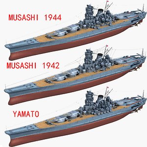 japanese yamato musashi 1942 3D model