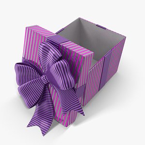 3D Gift Box Cube Purple open model