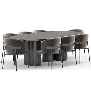 Blaze chair milky velour and Ditre Italia ARCADE Oval table