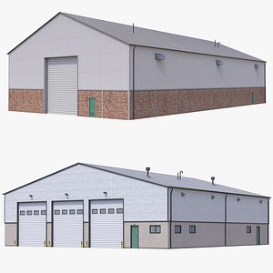 2 Industrial Buildings PBR 3D model