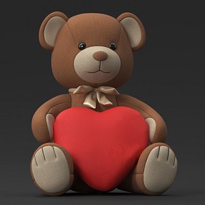 Teddy Bear Brown Holding Heart 3D model