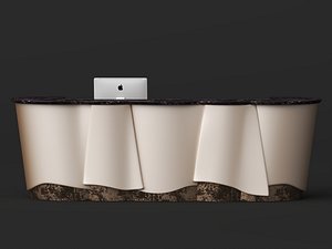 luxury curved reception desk 3d model 3D model