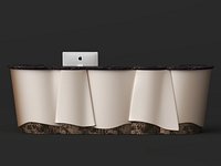 luxury curved reception desk 3d model