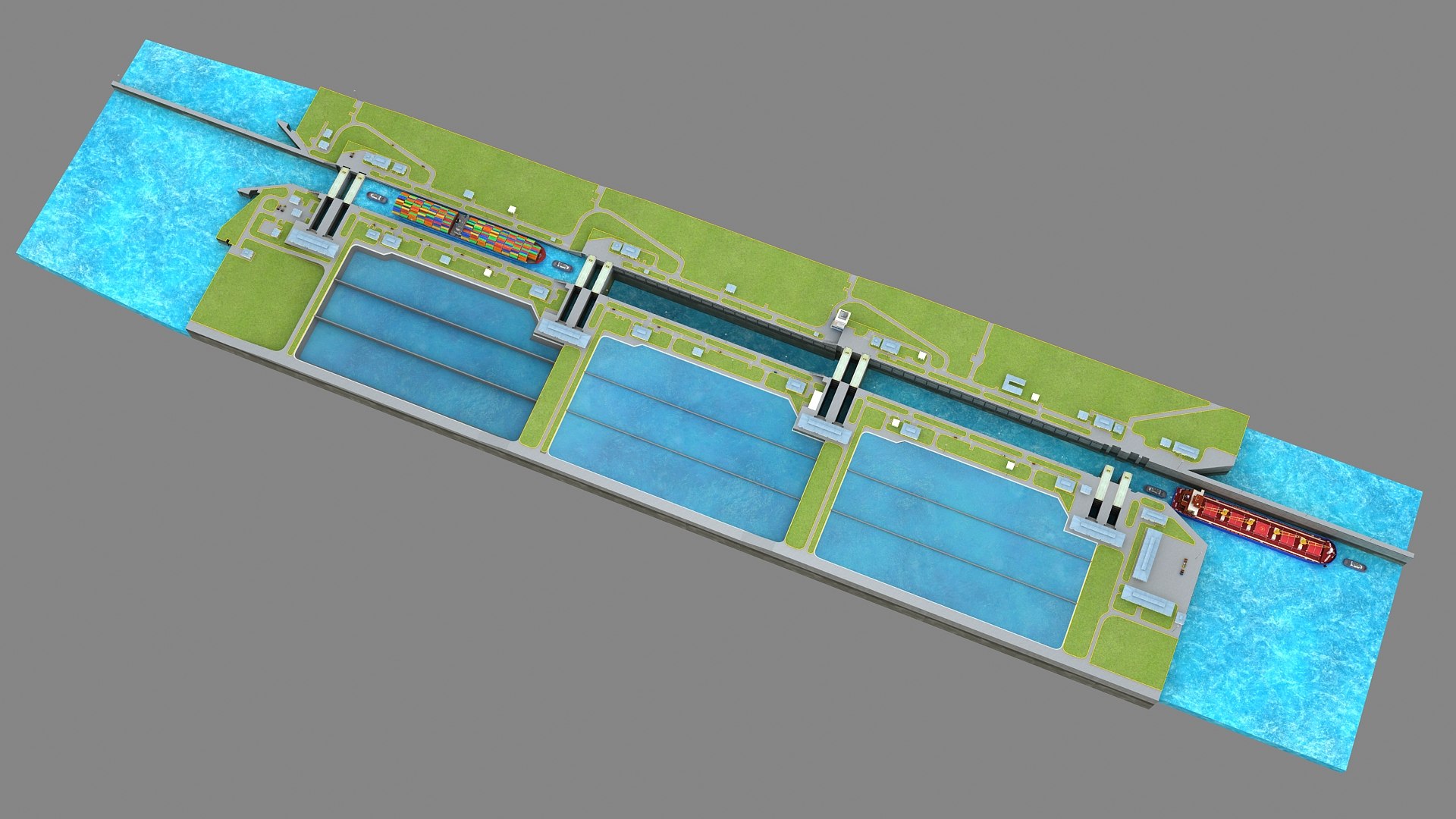 Cocoli Locks - Panama Canal 3D https://p.turbosquid.com/ts-thumb/Fz/jLJPQV/I4/cocoli_010009/jpg/1736937507/1920x1080/fit_q87/b4bcd14056acfaa038a7f9ccb31573510f8986a9/cocoli_010009.jpg