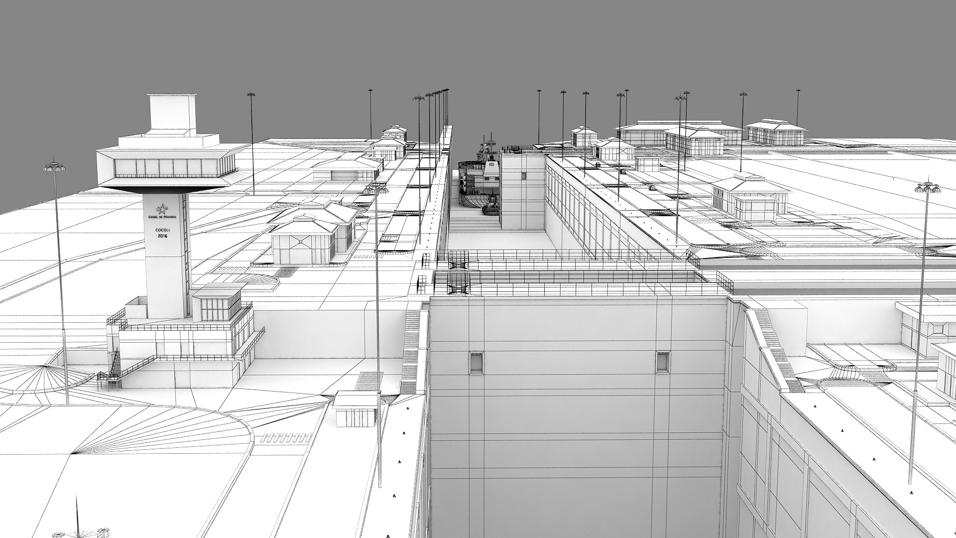 Cocoli Locks - Panama Canal 3D https://p.turbosquid.com/ts-thumb/Fz/jLJPQV/Is/wire_cocoli_000005/jpg/1736937566/1920x1080/fit_q87/58b5d73f8999a1ec69be41d9e1ca1085362e14b5/wire_cocoli_000005.jpg