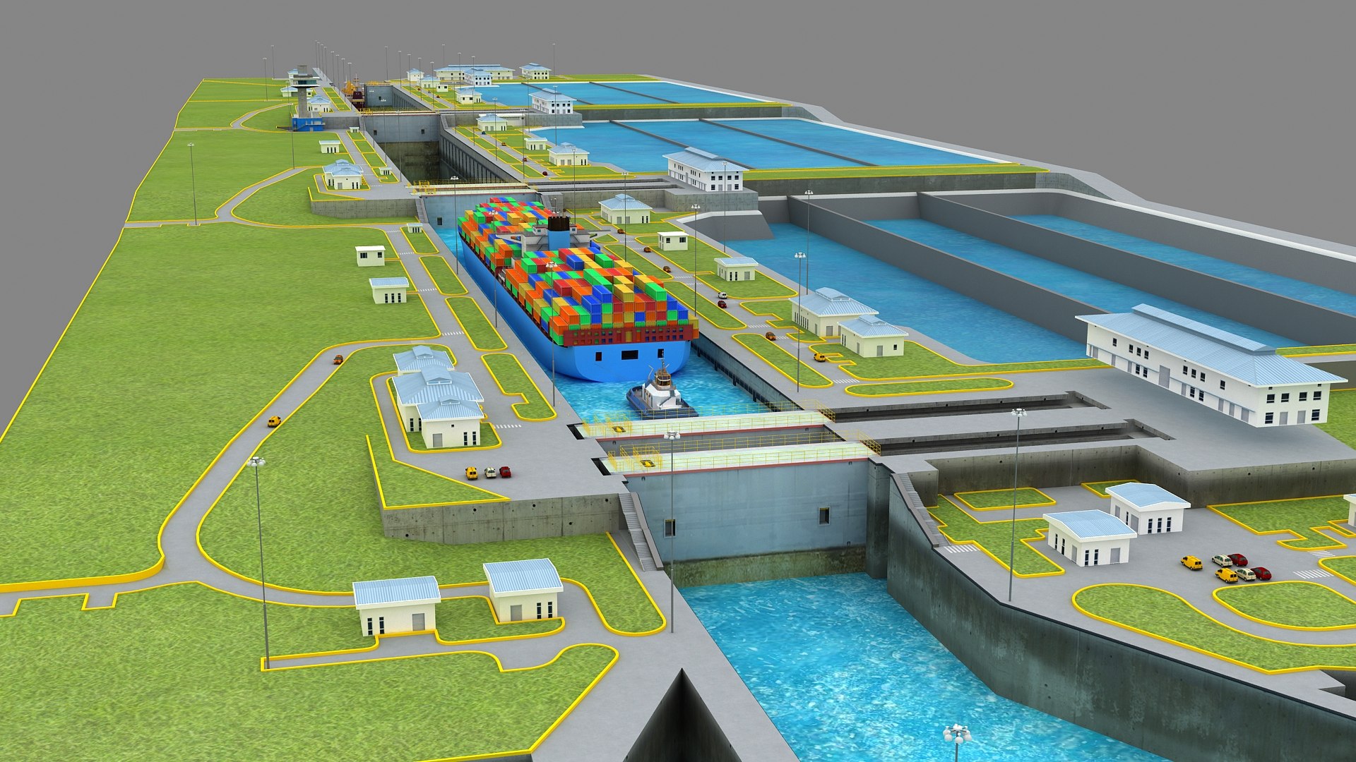Cocoli Locks - Panama Canal 3D https://p.turbosquid.com/ts-thumb/Fz/jLJPQV/zC/cocoli_010016/jpg/1736937548/1920x1080/fit_q87/66f6d31fb2607e8999445c0f85e3f927c9d091ab/cocoli_010016.jpg