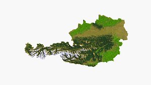 Cartoon low poly alpine land - Austria 3D model