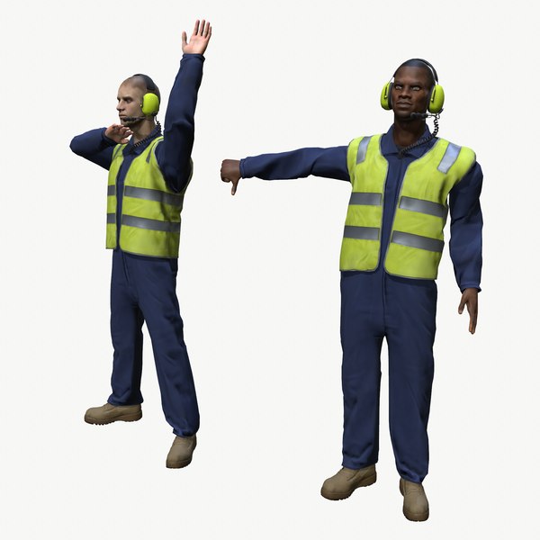 marshaller airport ground crew 3D