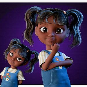 AFRO TOON GIRL - CARTOON CHARACTER 3D model