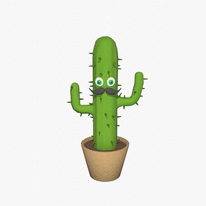 3D Cartoon character 30 - Cactus in flower pot model