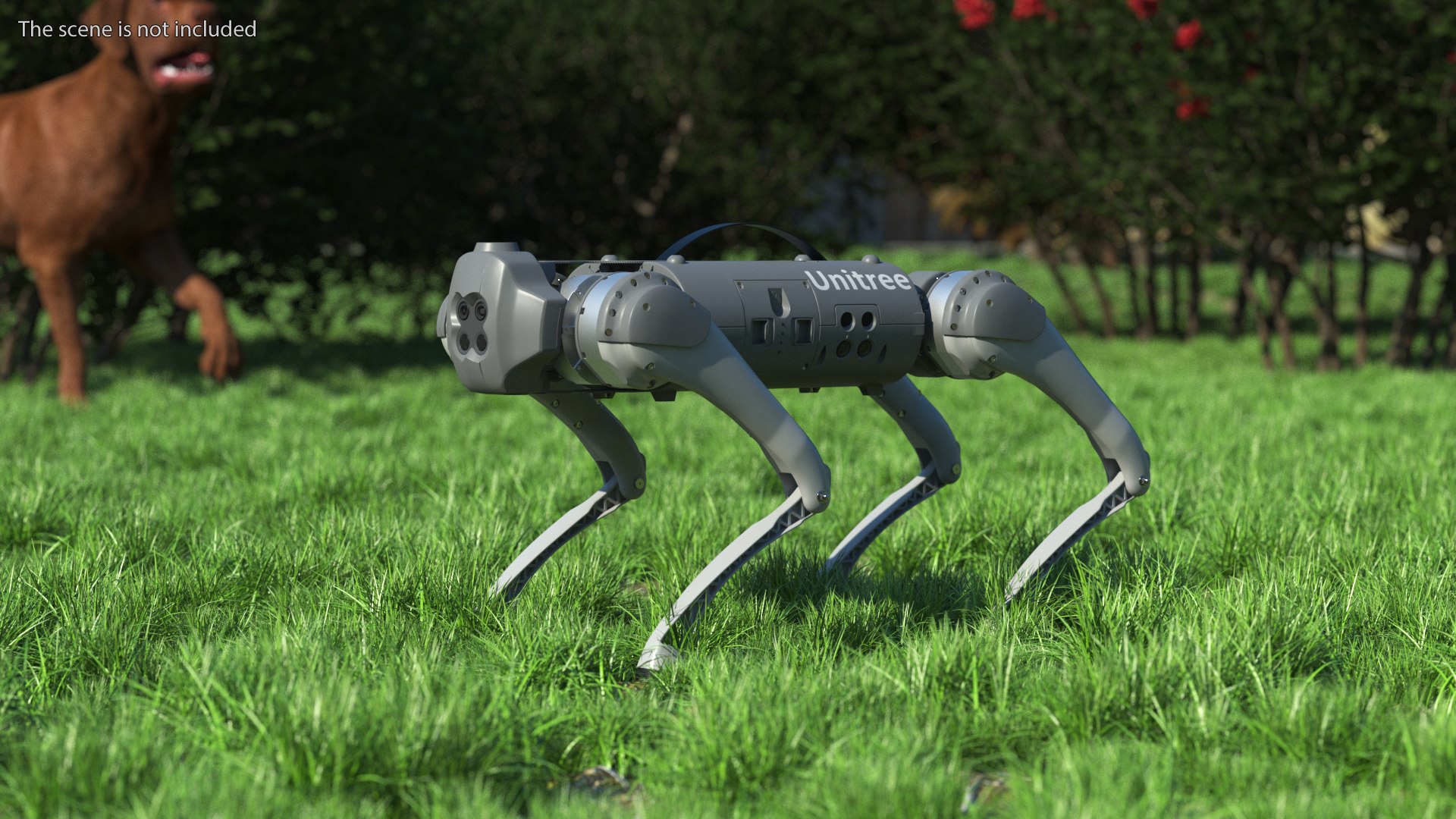 Robot Unitree Go1 Silver Rigged for Cinema 4D 3D model preview