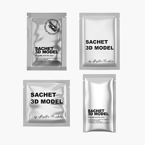 3D Skincare and Pharmaceutical Sachet Packaging 3D Models Pack model
