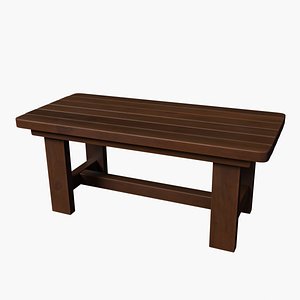 Vintage Wooden Coffee Table 3D