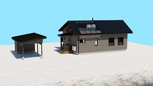 Small Gray Wooden House or Cottage 3D