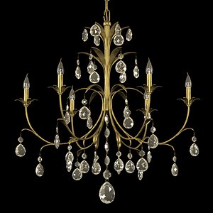 3d chandelier brass metal leaves model