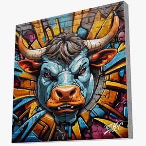 Bull Graffiti Wall 3D model