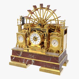 3D industrial water wheel clock