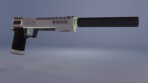 Silenced Pistol - Low Poly 3D model