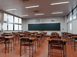 3D model Modern Japanese Style School Classroom Interior Scene