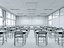 Scena interna di un'aula scolastica in stile giapponese moderno.