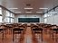 Scena interna di un'aula scolastica in stile giapponese moderno.