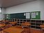 Scena interna di un'aula scolastica in stile giapponese moderno.