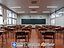 Scena interna di un'aula scolastica in stile giapponese moderno.