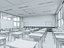 Scena interna di un'aula scolastica in stile giapponese moderno.