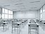 Scena interna di un'aula scolastica in stile giapponese moderno.
