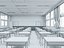 Scena interna di un'aula scolastica in stile giapponese moderno.