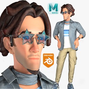Cartoon Rigged Funny Man Character 3D Model