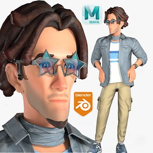 Cartoon Rigged Funny Man Character 3D Model
