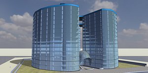 Modern Circular Office Building - Curved Glass Skyscraper 3D Model