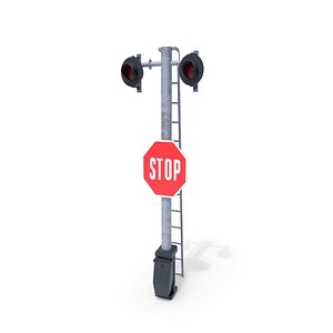 railway crossing traffic light 3D model