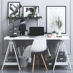 3D office chair lamp model