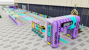 3D Colorful Outdoor Sports Park with Skateboarding 794