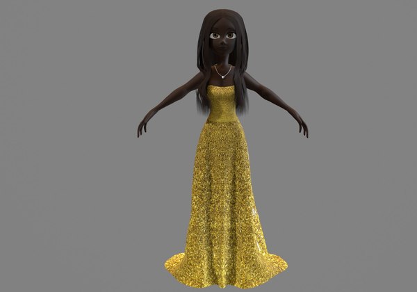 small woman in dress 3D model