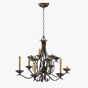 Old Medieval Chandelier with Candles Low-poly