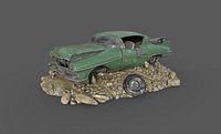 Wrecked Vintage Classic Car 3D Model Low-poly 3D model