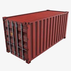 3D 20ft Shipping Container - Red
