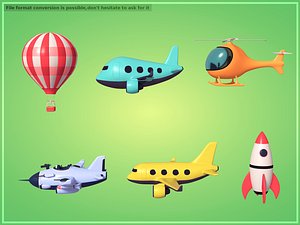 3D Cartoon Aircraft Pack model