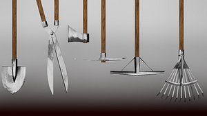 Garden tools pack-shiny 3D