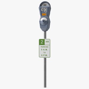 3D Digital Parking Meter with Sign