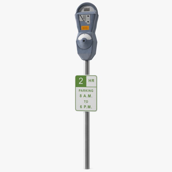 3d digital parking meter with sign