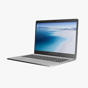 silver laptop model 3D model