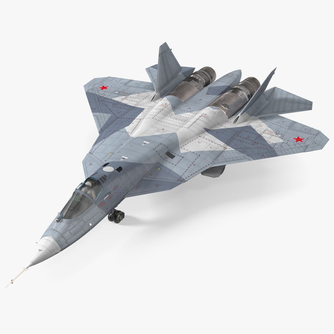 Stealth Multirole Fighter SU 57 With a Pilot Rigged 3D model preview