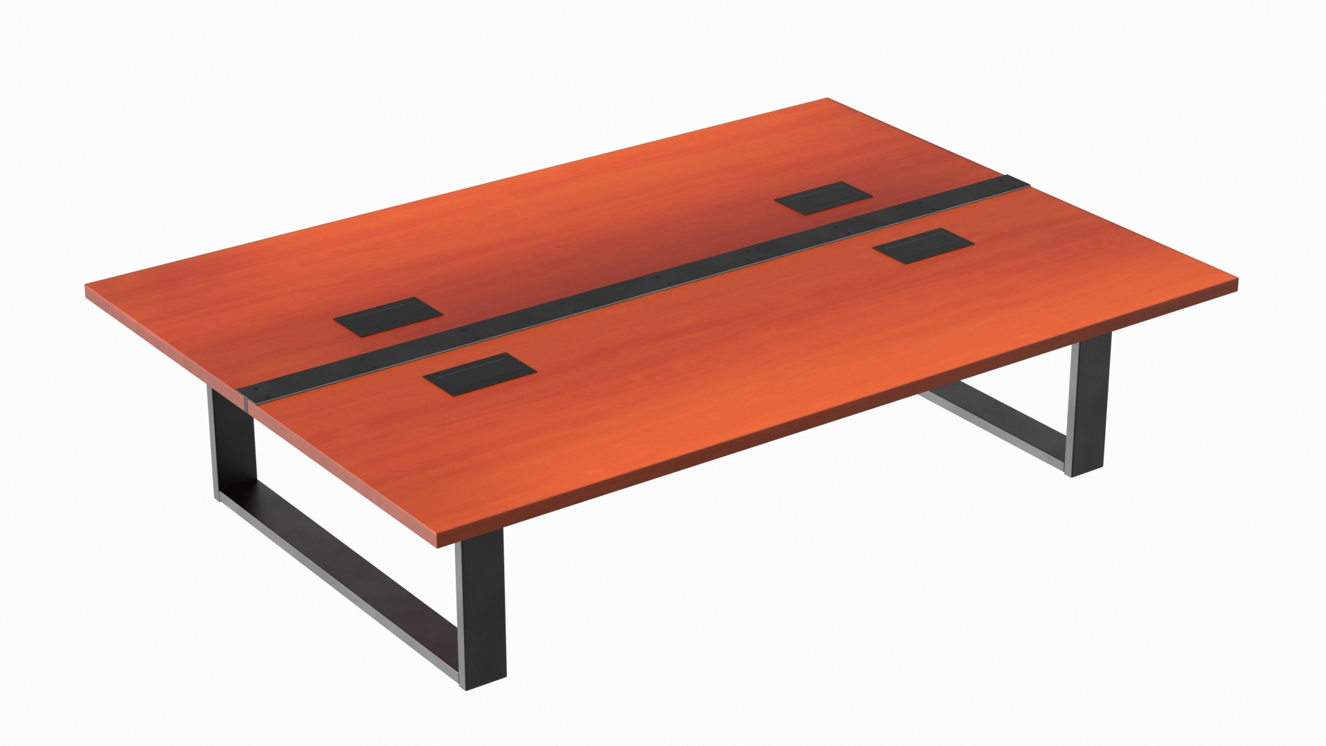 Modular Conference Table with Data Ports Mahogany model TurboSquid