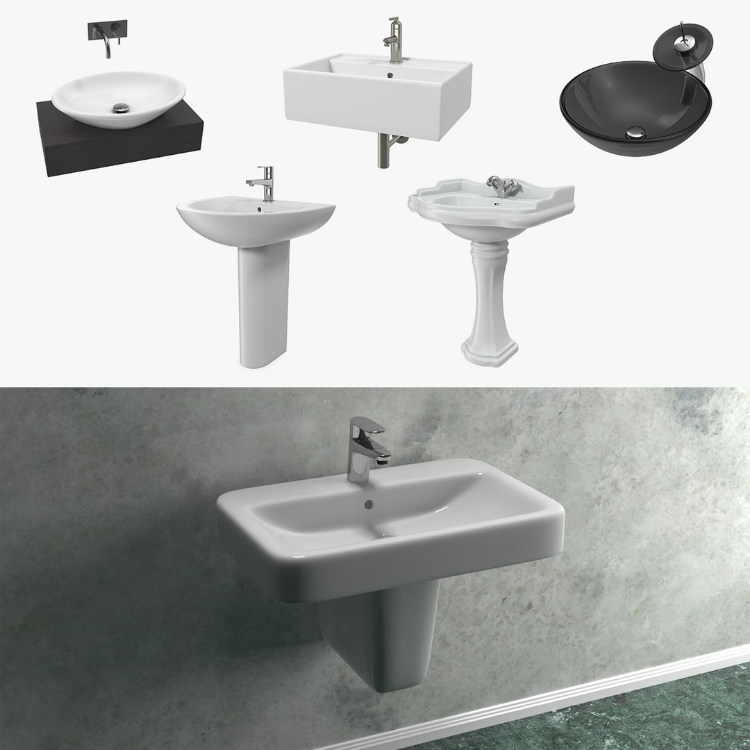 Bathroom Sinks 3D Models Collection 3D model preview