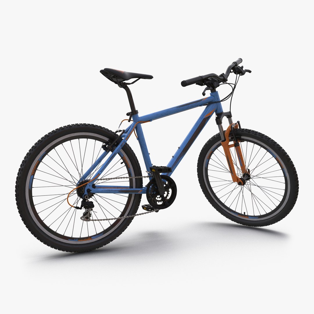 Mountain Bike Generic Blue Rigged 3D Model 3D model preview