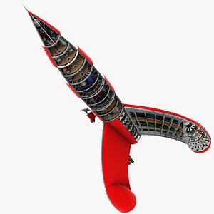 3D Tintin Moon Rocket Cutaway